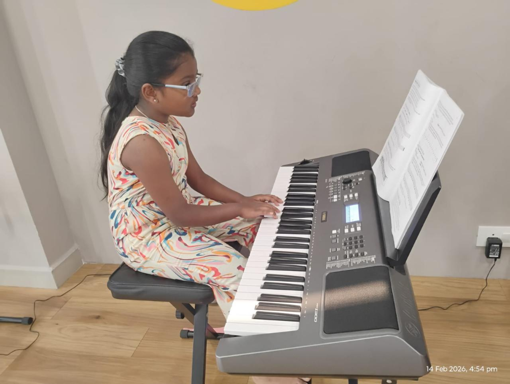 Keyboard practice at Nizampet Music Academy, Hyderabad