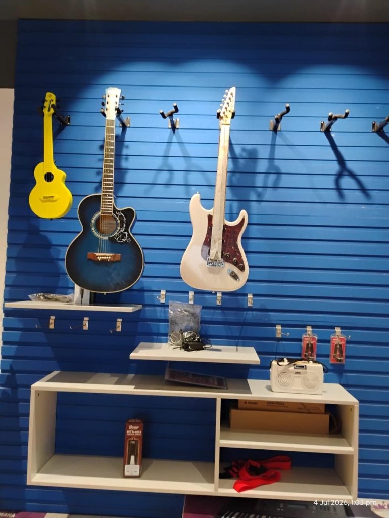 Instrument wall at Nizampet Music Academy, Hyderabad