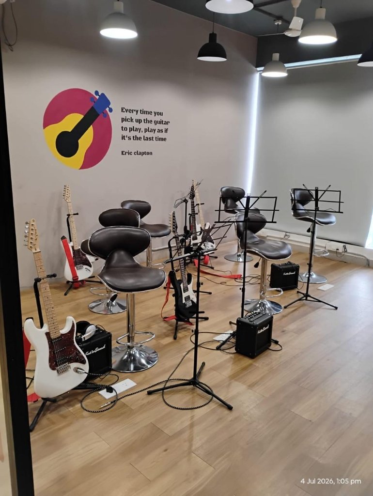 Guitar studio at Nizampet Music Academy, Hyderabad