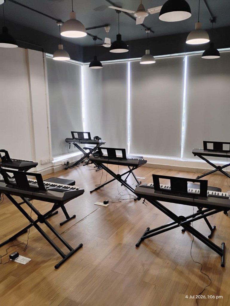 Keyboard classroom at Nizampet Music Academy, Hyderabad