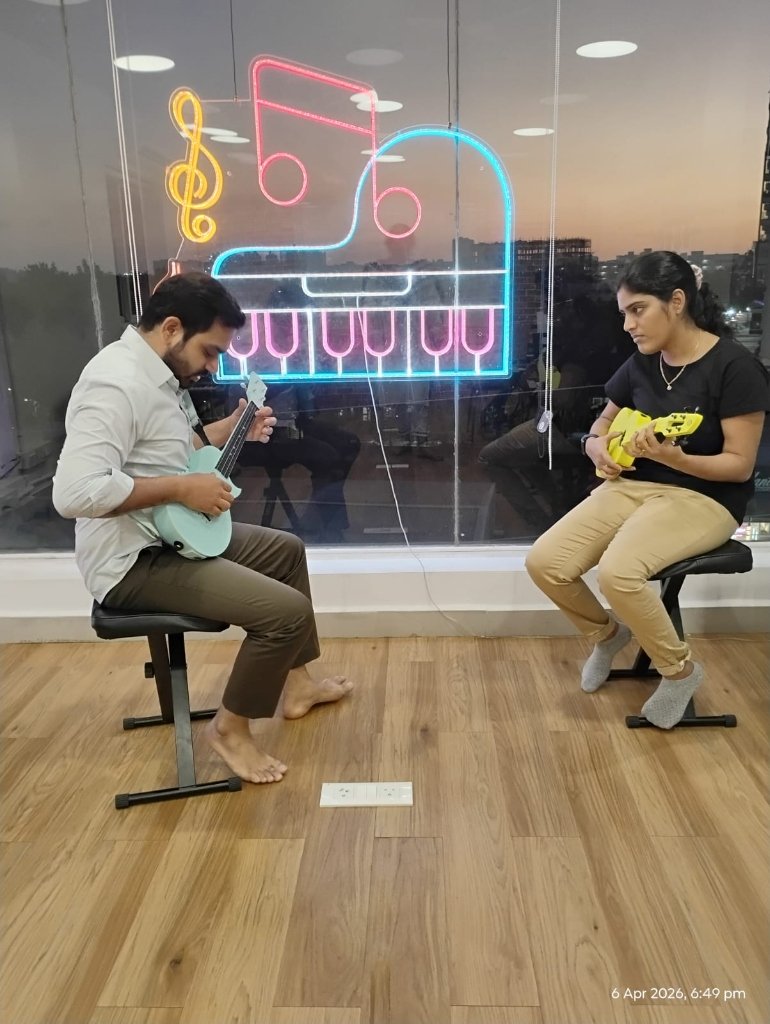 Ukulele class at Nizampet Music Academy, Hyderabad